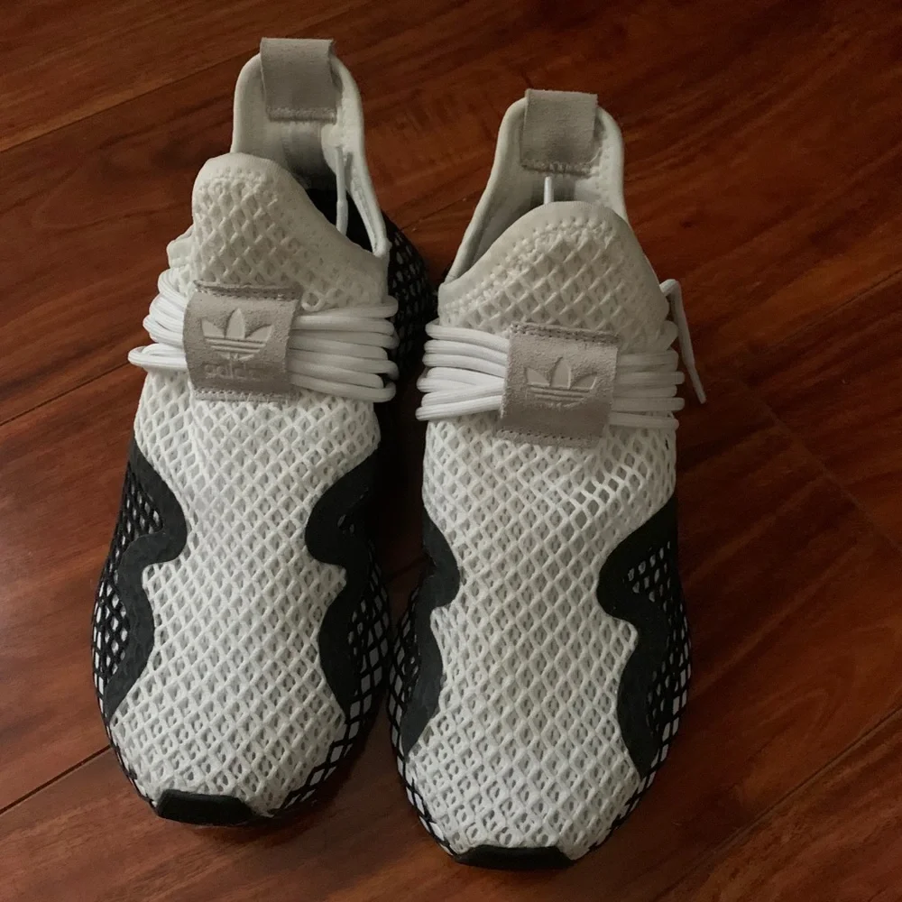 adidas White and Black Mesh Sneakers